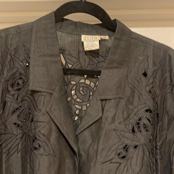 Axiom 1980s Does 1940s Black Vintage Dress Size 14 - Picture 6 of 12